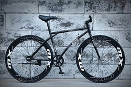 Dszgo Rennräder Dszgo High Carbon Stahlrahmen Erwachsene Fahrrad, Junge Männer und Frauen-Straßen-Fahrrad, Studenten Fahrrad, gerader Griff 26 Zoll 60 Messer, Städtische Reiten, reines Schwarz Farbe