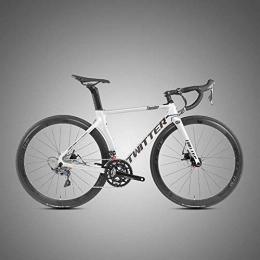 Edman Fahrräder Edman Rennrad, 700C-Räder, Carbon-Scheibenbremszylinderachse, 22-Gang, rutschfeste Griffabdeckung, Offroad-Rennrad für Erwachsene-Silber_48cm