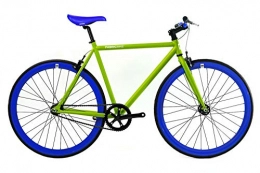 FabricBike  FabricBike-Fixie Bike, Single Speed Fahrrad, Fixed Gear, Green Hi-Ten Steel Frame, 10kg (Green & Blue, L-58)