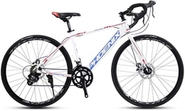 NOLOGO Rennräder Fahrrad Adult Rennrad, 14 Geschwindigkeit 700C Räder Straßen-Fahrrad, Alu-Rahmen-Fahrrad mit Scheibenbremsen, ideal for unterwegs oder Dirt Trail Touring (Color : White)