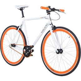 Galano Fahrräder Galano 700C 28 Zoll Fixie Singlespeed Bike Blade 5 Farben zur Auswahl, Rahmengrösse:56 cm, Farbe:Weiss / orange