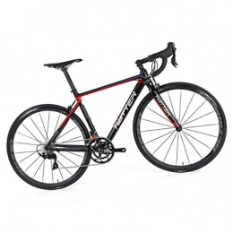 JKAINI Rennräder JKAINI Straßen-Fahrrad-22-Speed ​​Bikes Carbon Fiber-Rahmen-Straßen-Fahrrad Rennen Für Männer Und Frauen Erwachsener Black red R7000-22 speed-44CM