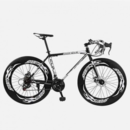 KRXLL Rennräder KRXLL Rennrad 26 Zoll 27-Gang-Bikes Doppelscheibenbremse Hochkarbonstahlrahmen Straßenradrennen Herren und Damen Erwachsene-Weiß