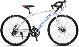 LAZNG Fahrräder LAZNG Adult Rennrad, 14 Geschwindigkeit 700C Rder Straen-Fahrrad, Alu-Rahmen-Fahrrad mit Scheibenbremsen, ideal for die Strae oder Schmutz Trail Touring (Farbe : Wei)