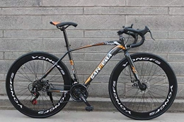 LIKEJJ Adult Rennrad, Herren Rennrad mit Doppelscheibenbremse, Rennrad mit hohem Kohlenstoffgehalt, City Utility Bike 700c ， 21 Geschwindigkeit-Schwarz Orange
