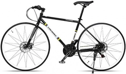 Lyyy Fahrräder Lyyy 21 Speed-Straßen-Fahrrad, High-Carbon Stahlrahmen Männer Rennrad, 700C Räder Stadt-Pendler-Fahrrad mit Doppelscheibenbremse YCHAOYUE (Color : Black, Size : Straight Handle)