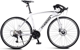 Lyyy Fahrräder Lyyy Adult Rennrad, Männer Rennrad mit Doppelscheibenbremse, High-Carbon Stahlrahmen-Straßen-Fahrrad, Stadt-Dienstprogramm Fahrrad YCHAOYUE (Color : White, Size : 27 Speed)