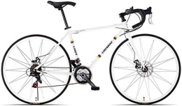 GJZM Fahrräder Mountainbikes 21-Gang -Rennrad High-Carbon- Stahlrahmen Herren-Rennrad 700C-Räder City-Pendlerfahrrad mit Doppelscheibenbremse Gelber gerader Griff - gebogener Griff_Weiß
