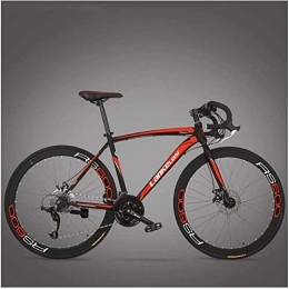 GJZM Fahrräder Mountainbikes Rennrad Adult High-Carbon -Stahlrahmen Ultraleichtes Fahrrad Carbonfaser- Gabel Ausdauer Rennrad City Utility Bike 3 Speichen Schwarz 27 Speed-27 Speed_Red