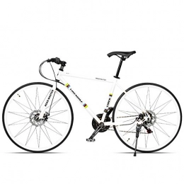 NENGGE Fahrräder NENGGE 21 Gang-Schaltung Rennrad Fahrrad, Rahmen aus Kohlenstoffstahl Ultra-Licht Fahrrad, Race Rennrad mit Zwei Scheibenbremsen, Weiß, Straight Handle