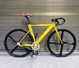 NTR Fahrräder NTR 52cm Rennrad mit Aluminiumrahmen Leichtmetallrad Single Speed ​​Fahrrad 700C Fixed Gear Bike, Gelb, 52cm (175cm-180cm)