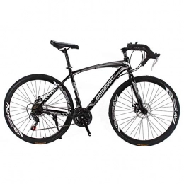 Qinmo Rennräder Qinmo Mountainbike, Rennrad 700C 30 Speed City Bikes Curved Lenker Unisex Outdoor Radfahren Doppelscheibenbremse Leichtes Rennrad (Color : Black)