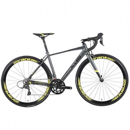 DJYD  Rennrad, Erwachsene 16 Speed ​​Racing Fahrrad, 480MM Ultra-Light Aluminium Alurahmen Stadt-Pendler-Fahrrad, ideal for unterwegs oder Dirt Trail Touring, grau FDWFN (Color : Grey)