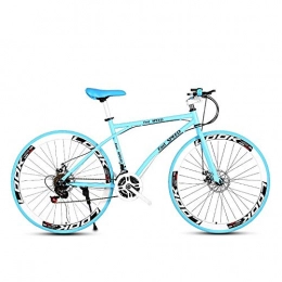 RZBB Fahrräder RZBB 26 Zoll Rennrad 21 Variable Geschwindigkeit Hochkarbonstahlrahmen Erwachsene Männer und Frauen Student Doppelscheibenbremse Rennradrennen (blau)