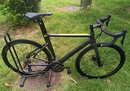 VHJ Fahrräder VHJ Aluminiumlegierung Rennrad Doppelscheibenbremse 18-Gang Rennrad Carbon Gabel, schwarz gelb, 57 cm