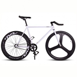 VHJ Rennräder VHJ Magnesium Alloy Wheel 3 Speichen Fixie Fahrrad, Fahrrad mit festem Gang Rennrad, Weiß, 52 cm (175 cm - 180 cm)