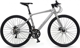 XIUYU Fahrräder XIUYU Adult Rennrad, 16 Geschwindigkeit: Student Rennrad, Leichtes Aluminium-Rennrad mit hydraulischer Scheibenbremse, 700 * 32C Reifen (Color : Silver, Size : Straight Handle)