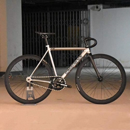 XZM Fahrräder XZM 48cm 52cm 55cm 60cm Single Speed ​​Bike Track Fahrrad Aluminiumlegierung Rahmen mit Kohlefasergabel 40MM Legierung Rad, Silber, 52cm (168cm-180cm)