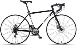 ZHNA Fahrräder ZHNA 21 Speed-Straßen-Fahrrad, High-Carbon Stahlrahmen Männer Rennrad, 700C Räder Stadt-Pendler-Fahrrad mit Doppelscheibenbremse (Color : Black, Size : Bent Handle)