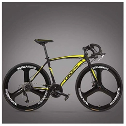 ZTMN Rennräder ZTMN Rennrad, ultraleichtes Fahrradrahmen fr Erwachsene mit hohem Kohlenstoffgehalt, Carbon-Gabel-Ausdauer-Rennrad, City Utility-Fahrrad, 3-Speichen-Gelb, 27-Gang
