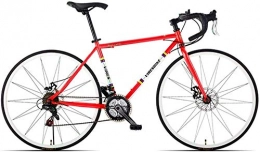 ZYLE 21 Speed ​​Road Fahrrad, Kohlenstoffstahlrahmen Herren Rennrad, 700c Räder City Pendler Fahrrad mit Dual Scheibenbremse (Color : Red, Size : Bent Handle)