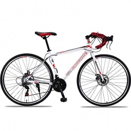 Zzbis Citybikes für Herren und Damen 26-Zoll-Rennrad mit geradem Lenker Doppelscheibenbremsen mit Variabler Geschwindigkeit-Lenker 30-Gang weiß rot_47CM