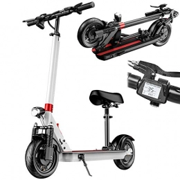 ATGTAOS Scooter ATGTAOS Electric Scooter for Adults with Motor, Adult Scooter with Double Seat and Brake, Foldable Electric Scooter with 10 Inch Tyre, USB Charging for Mobile Phone, White