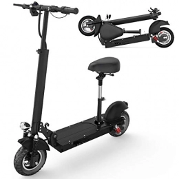 CXKS E202 Adult Ultra Commuting Electric Scooter, 10 Air Filled Tires load 100 kg, 350/500/1000w 3 Types of Motor Power Optional, top speed 45 km/h, range 25-40 km, with Seats (Black)