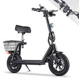 LuvTour Scooter Electric scooter 12'' explosion-proof pneumatic tire E scooter foldable 500W motor lithium battery with seat & basket 30 mph E-scooter up to 18.64 mile range with LED display and mobile phone holder