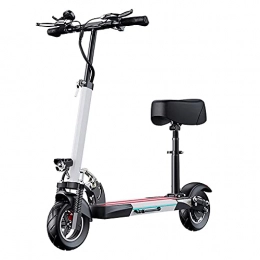 YIZHIYA Scooter Electric Scooter, Adult E-Scooter with Seat, Foldable Scooter with LCD display, 10 inches Pneumatic Tires, Front and rear power-off disc brakes, Maximum Load 200KG, White, Cruising range 50~60km