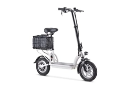 T-Sport Scooter Electric Scooter Adult Foldable E-Scooter Max Speed 25 km / h High Range With Bag Black and White 350W Powerful Battery Max Load 120kg (White)