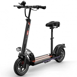 HONGRU Scooter Electric Scooter for Adults, Foldable Electric Scooter with Seat, 10" Tires, LCD Display Screen, 3 Speed Modes 48V13AH Height Adjustabe Commuter E-scooter, Maximum Load 200kg, Max Speed 40km / h (black)