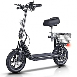 HUABANCHE Electric Scooter Electric Scooters Adult with Seat 500W, 12 inch off road Tire Max Speed 45km / h, 40 km Long-Range, Battery 11Ah urban Commuter Foldable E- Scooter for Adults