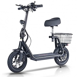 ALADILY Electric Scooter Electric Scooters Adults, 40KM Long Range, 48V 11AH Urban Commuter Folding E-scooter with Seat, 12 inch off road Tire, 500w Motor Max Speed 45km / h- M5 pro