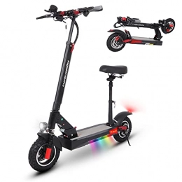 Ealirie Electric Scooter Electric Scooters Adults, 500W Motor, 60KM Long Range, 45 kmh 48V 16Ah Folding Electric Scooter with Seat and Electronic Horn, LED Turn Signal, 10 inches Pneumatic Tires, Kugoo M4 PRO