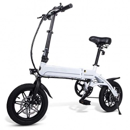 MMJC Electric Scooter Folding Electric Bike, Multi-Function USB Charging Interface Electric Bicycle Adult Student Mini Portable Aluminum Casual Scooter Electric, 50-75Km, White