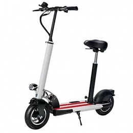 GKJ Electric Scooter GKJ Electric Scooter, Folding E Scooter for Adult, 500W Motor, Up To 35Km / H, LCD Display, Maximum Load 120Kg, 10 Inch Pneumatic Tire, Dual Brake, Front LED Light Warning Taillight, White