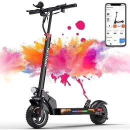 HITWAY Electric Scooter HITWAY Electric Scooter Pro 10'' Off-Road Tires with App, Foldable E Scooter, 500W Motor, 13 Ah Battery, Three Speed Adjustment, Cruise System, Suitable for Adults, Pro Black (H5)