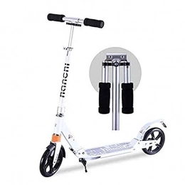JINPENGRAN Electric Scooter JINPENGRAN Scooter, adult / teen / child folding scooter, portable commuter scooter with folding handle, large wheels, max 100 kg, non-electric brake, Black
