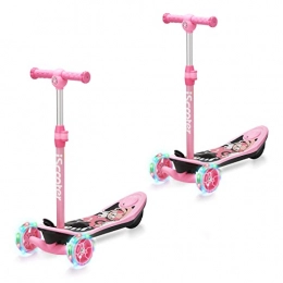 Generic Electric Scooter Kids Electric Scooter, 3-wheel electric scooter kids for Ages 3-12 with Long Battery Life, Flashing LED Wheels, Lean-To Steer Design Performance Boys / Girls E Scooter (PINK+PINK)