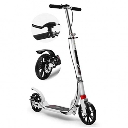 LJ  LJ Scooter, Outdoor Sports Scooter Kick, White Adjustable Adult with Handlebar Big Shock Absorbing Wheel, Non-Electric Kick with Disc Hand Brake, 150Kg Load Adult Child Toy Balance Car Mini
