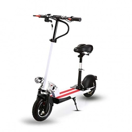 LJJLJJ Electric Scooter LJJLJJ Folding Electric Scooter, Double Brake, 15Ah Battery, 10 Inch Big Wheels, Rechargeable, Suitable For Young Adult Students, White, Shock absorption