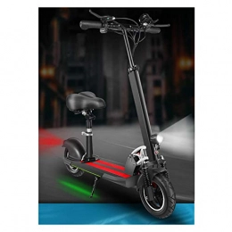 LJP Electric Scooter LJP Electric Scooter With Seat 37 Km / h Max Speed Electric Scooters Portable Aluminium Folding 10 Inch Tires Gift For Adults (Color : Black)