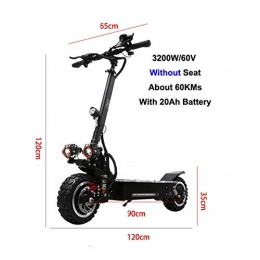 LUO Scooter LUO 3200W Dual Suspensions Electric Scooter Adult Max Speed 90Km / H Off with Seat Road Motorcycle Electric Scooter for Adults, 20Ah-Withoutseat, 20Ah-Withoutseat