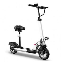 LUO Electric Scooter LUO Easy to Carry with Folding 10Inch Balance Electric Scooter with Seat for Adult 1000W Motor E-Scooter with Led Light and Hd Display, White-18 / 21Ah, White-15.4Ah