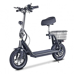 LuvTour Electric Scooter LuvTour Electric Scooters Adult with Seat Basket 48V / 500W Folding E-Scooter with 3 Speed Modes up to 40Km / h Range 35Km, 12 inch Pneumatic Tire, City Scooter for Commuter Student Housewife
