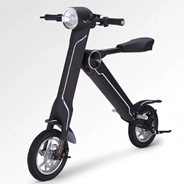 MMJC Scooter Mini Folding Electric Bicycle, USB Charging Interface Adult Portable Waterproof Comfortable Electric Bike Bicycle Aluminum Alloy Leisure Scooter, 35-45Km, Black