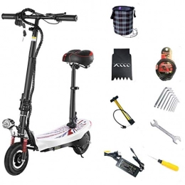 Mu Electric Scooter MU Electric Scooter, Fold Portable Two Rounds of Travel 350W Brushless Motor with Seat Shock Absorbers Maximum Distance 50Km, White