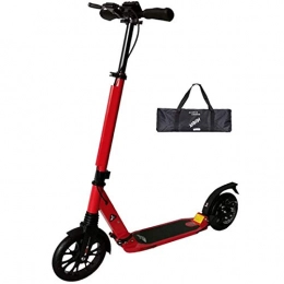 N / A Electric Scooter N / A Kick Scooter Load 200kg For Adult Teenager Men Women, Commuting 200mm Big Wheels Scooter With Disc Brakes, Dual Suspension Folding Commuter Scooter With Carry Bag，Non-Electric(Size:Red)