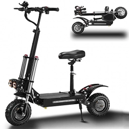 NCBH Scooter NCBH Electric Scooter For Adults, 5600W Double Motor Electric Scooter, 60V 18.2Ah / 28Ah / 33Ah / 38Ah Battery, 11 Inch off-Road Fat Tire, Foldable Portable Commuting Scooter with Seat, 40~50km / h